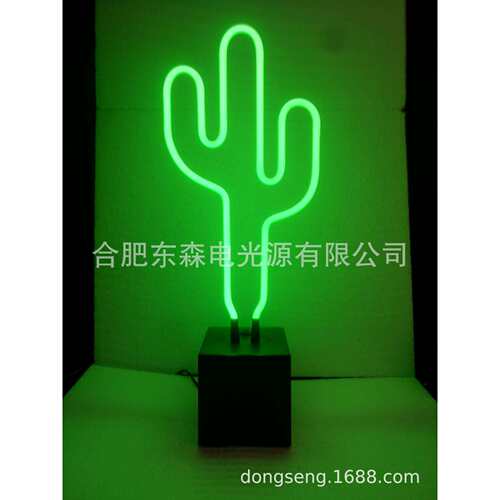 方型底座可调光仙人掌霓虹灯，仙人掌霓虹灯