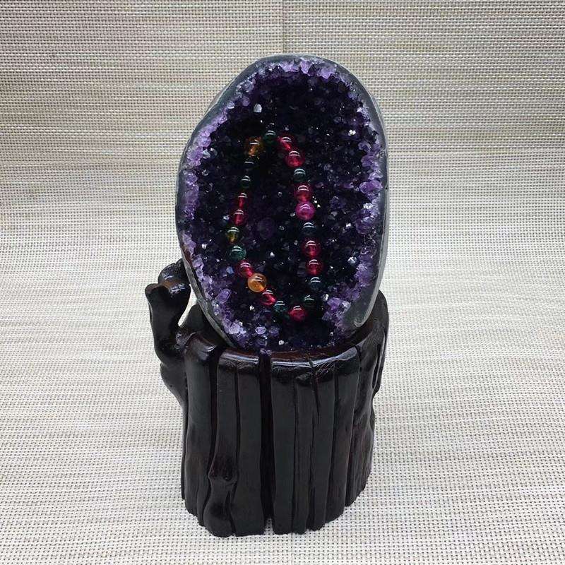 厂家天然紫晶洞聚宝盆消磁摆件天然巴西乌拉圭原石水晶洞