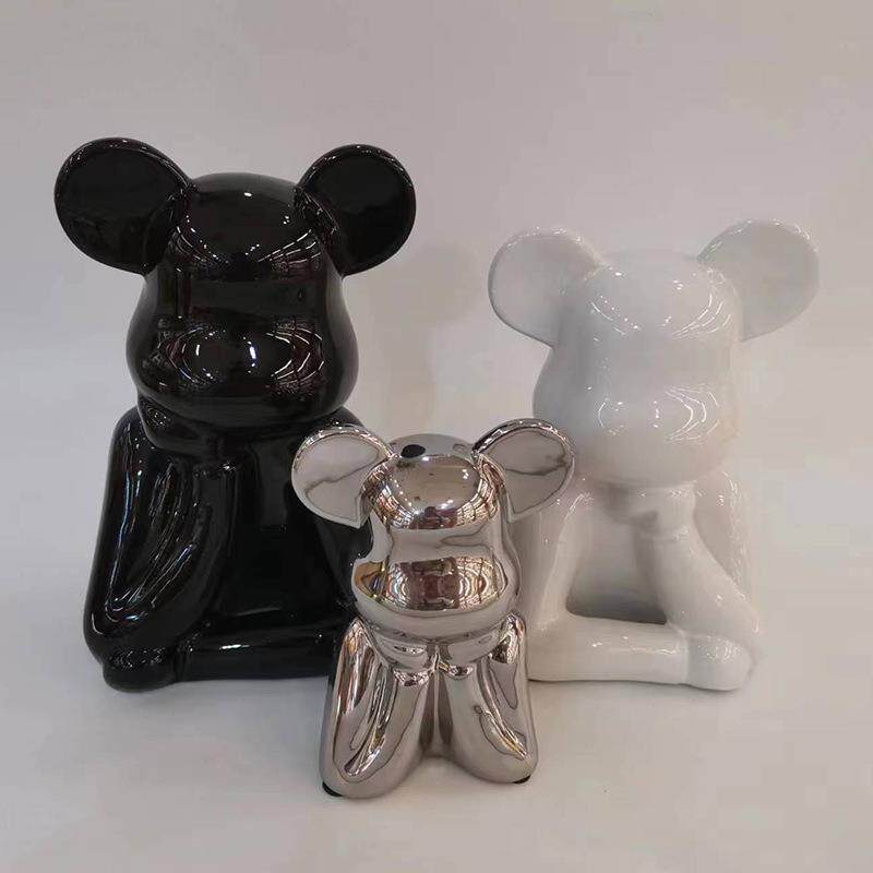 创新镀银摆件 家居用品 婚庆软装饰品 陶瓷工艺品 三口之家