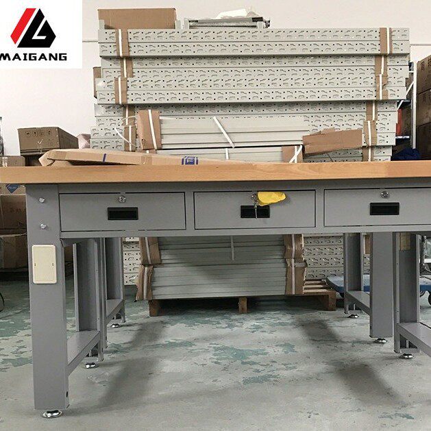麦冈可非标WAT-5203W原木横三抽操作台仪器维修台重型钳工工作桌