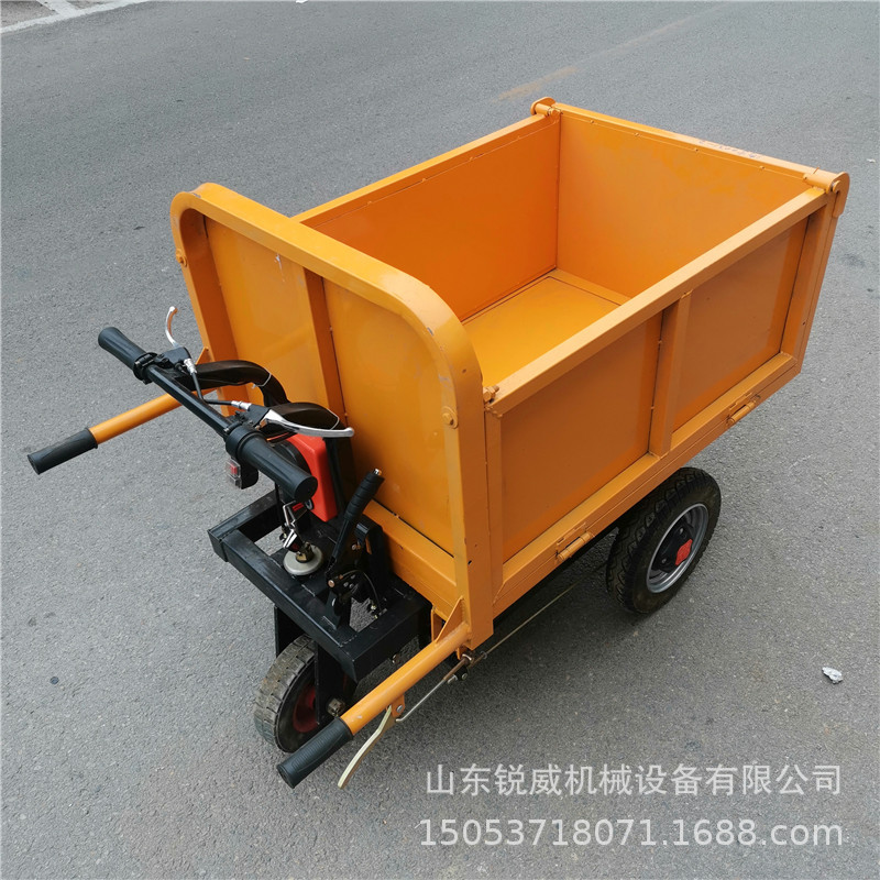 工程电动灰斗车 人骑式工地推灰推沙车 小型斜斗翻斗车