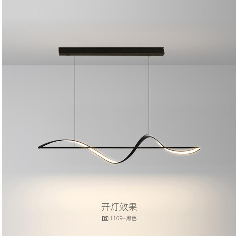 跨境个性餐厅吊灯现代一字设计师长条饭厅吧台极简约led餐桌