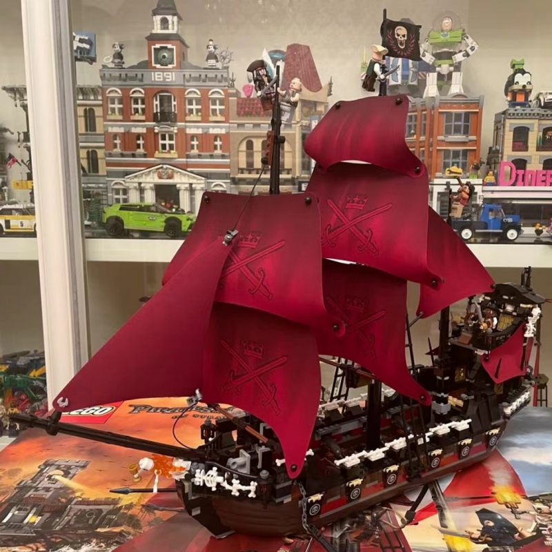 乐高安妮女王加勒比海盗船黑珍珠号帆船男孩益智拼装积木玩具模型