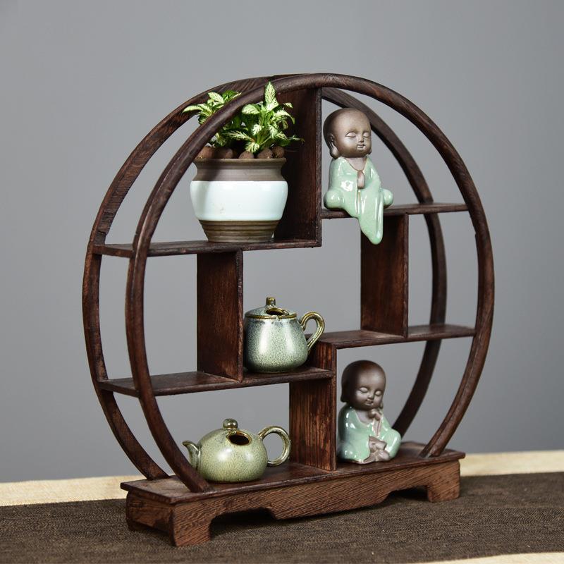 博古架7件套竹柏六月雪盆栽盆景摆件装饰客厅水培绿植花卉室内用