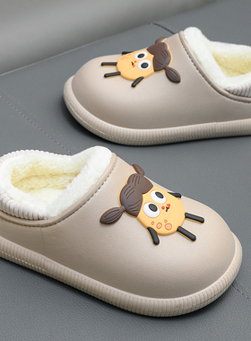 女童棉拖鞋包跟冬季防水防滑小学生男孩居家外穿加绒保暖儿童棉鞋