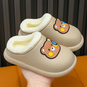 儿童防水棉拖鞋 包跟冬男女宝宝居家休闲外穿保暖防滑加绒卡通棉鞋