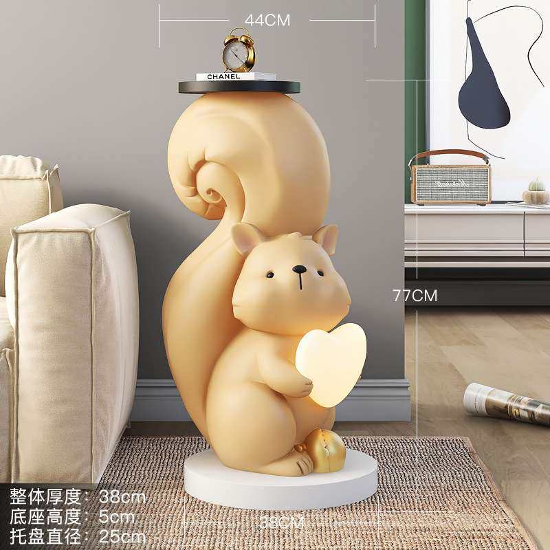 创意松鼠大型落地摆件家居灯饰客厅电视柜沙发旁托盘收纳乔迁新居,家居饰品,落地摆件,淘宝优惠券,粉丝福利购,淘宝优惠卷