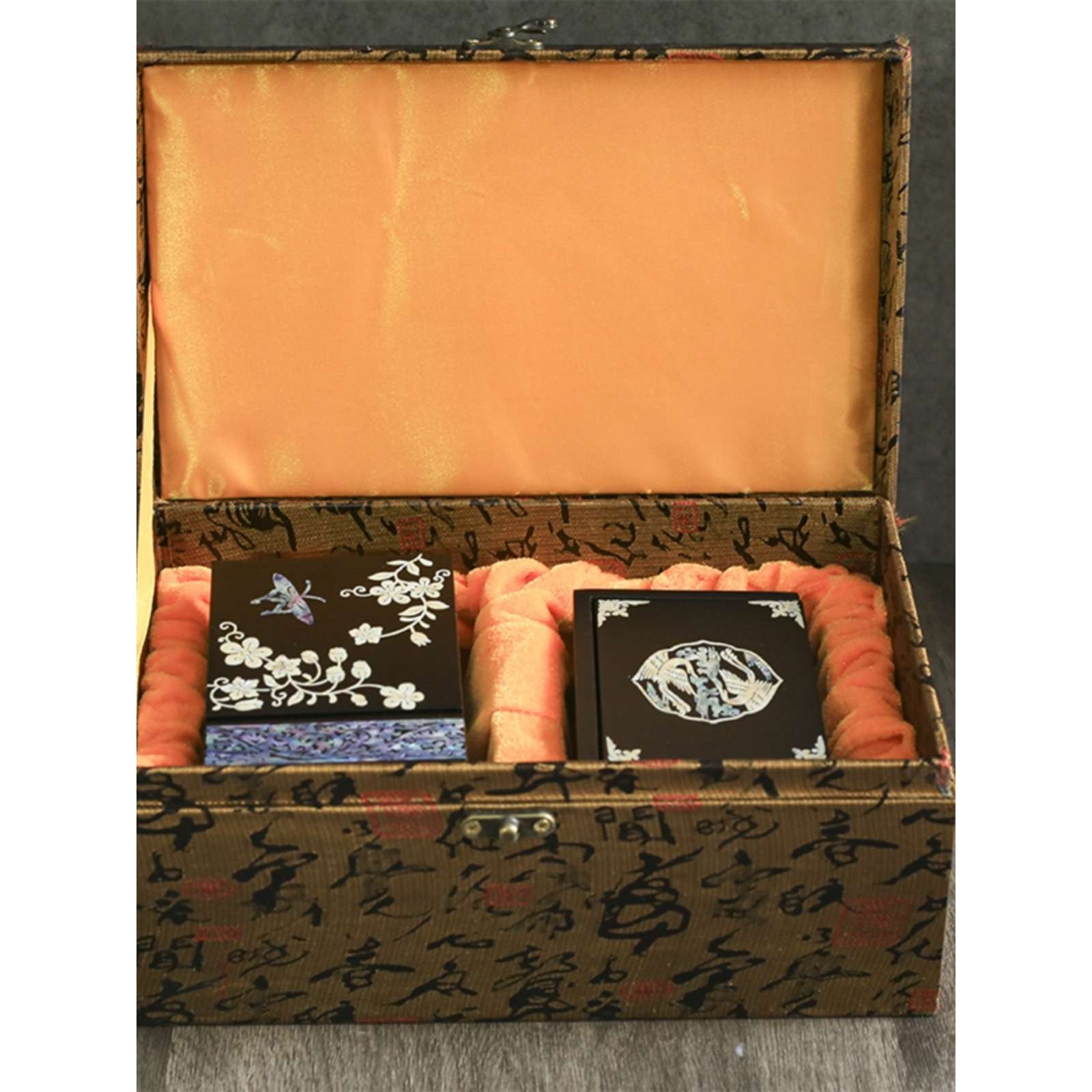 彩色漆器螺钿笔筒名片盒套装送老外礼品扬州特产贝壳中国风礼物,特色手工艺,漆器,淘宝优惠券,粉丝福利购,淘宝优惠卷