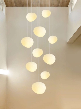 现代简约楼梯吊灯创意个性奶油风石头楼梯灯别墅复式楼loft吊灯具