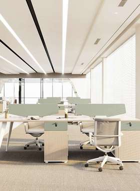 职员桌电脑办公桌简约现代单双四人工位屏风卡位财务办公桌椅组合