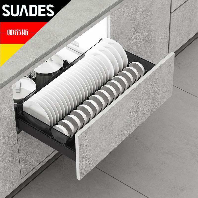 新品上市厨房橱柜拉篮钢化玻璃抽屉碗篮配阻尼导轨铝合金烤漆拉篮,家装主材,拉篮,淘宝优惠券,粉丝福利购,淘宝优惠卷