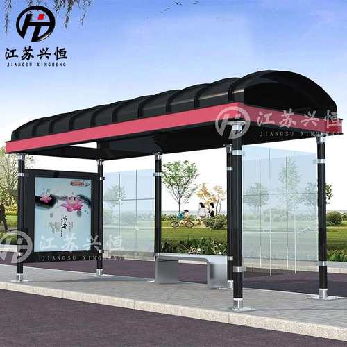 乡镇候车亭 不锈钢候车亭灯箱木纹漆候车亭公交站台候车厅