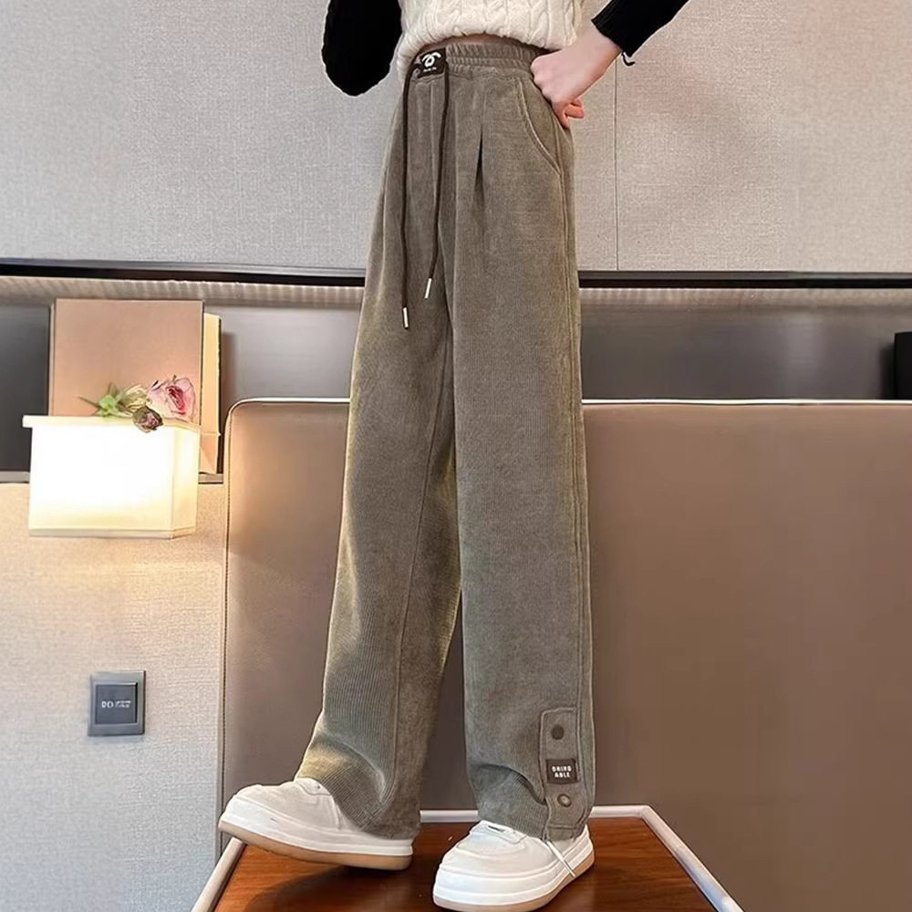 儿童裤子春秋新款女童运动裤春秋季卫裤女大童灯芯绒宽松长裤