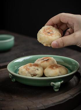 瓷壶3承缠枝莲盖碗人茶IBA室青文陶瓷泡茶器缠枝莲足青瓷盖碗