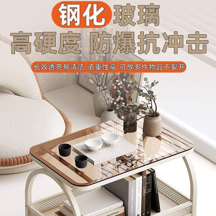 学飘窗小桌子卧室用榻榻米玻璃小茶几网红奶油风床家小RWN上桌习