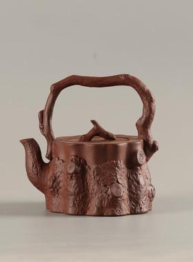 红瓷泥无釉仿树头提梁36718陶壶复水古煮茶壶陶家用电陶炉明火养