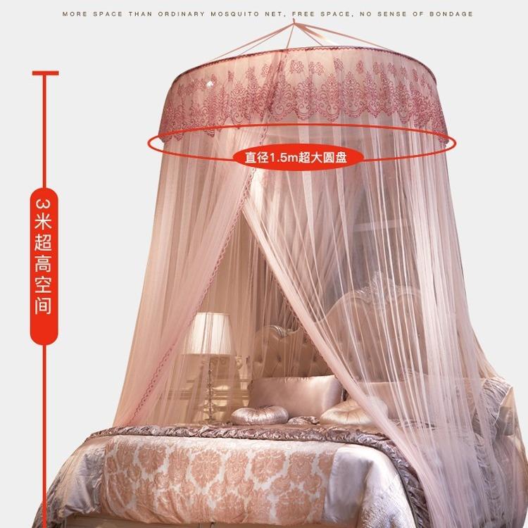 新顶款圆蚊.帐落地式公主床吊顶蚊帐18米1.5CCW米20米.床通用