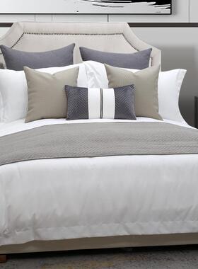 装多件酒17094店别墅纯棉床品实木家居用展厅样板套间可家床上软