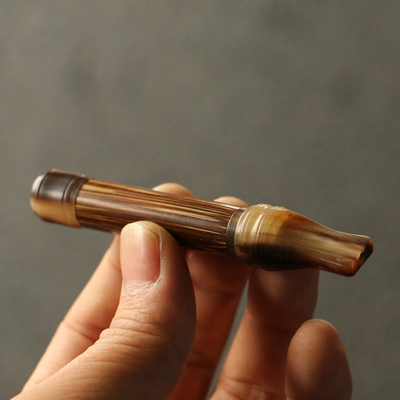 烟嘴过滤器牛角嘴纯手工精工制作金丝竹老料把件把玩抽烟器具过滤