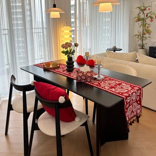 新中式红色桌布桌旗客厅茶几餐桌轻奢高级感盖巾新年氛围布置装饰