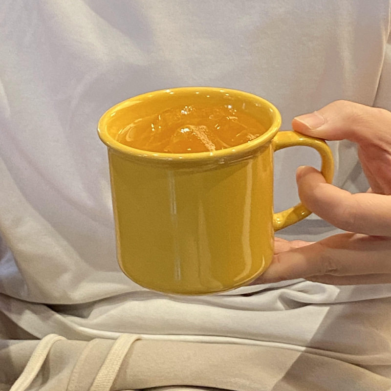 小众活力简约柠檬黄马克杯子高级感水杯咖啡杯情侣礼物陶瓷杯礼盒
