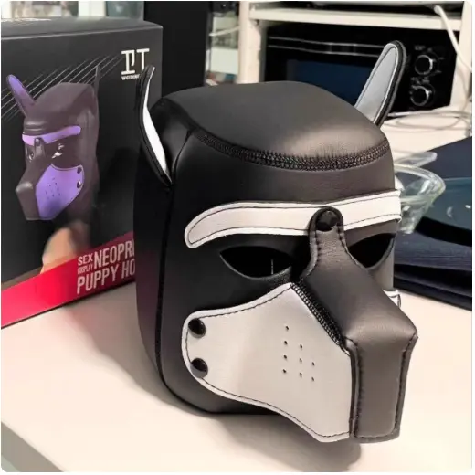 狗头套人戴万圣节全脸可拆卸开口道具人型犬头套黑色cosplay装备