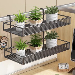 办公桌挂篮工位屏风多层收纳神器办公室隔板上免安装悬挂式置物架