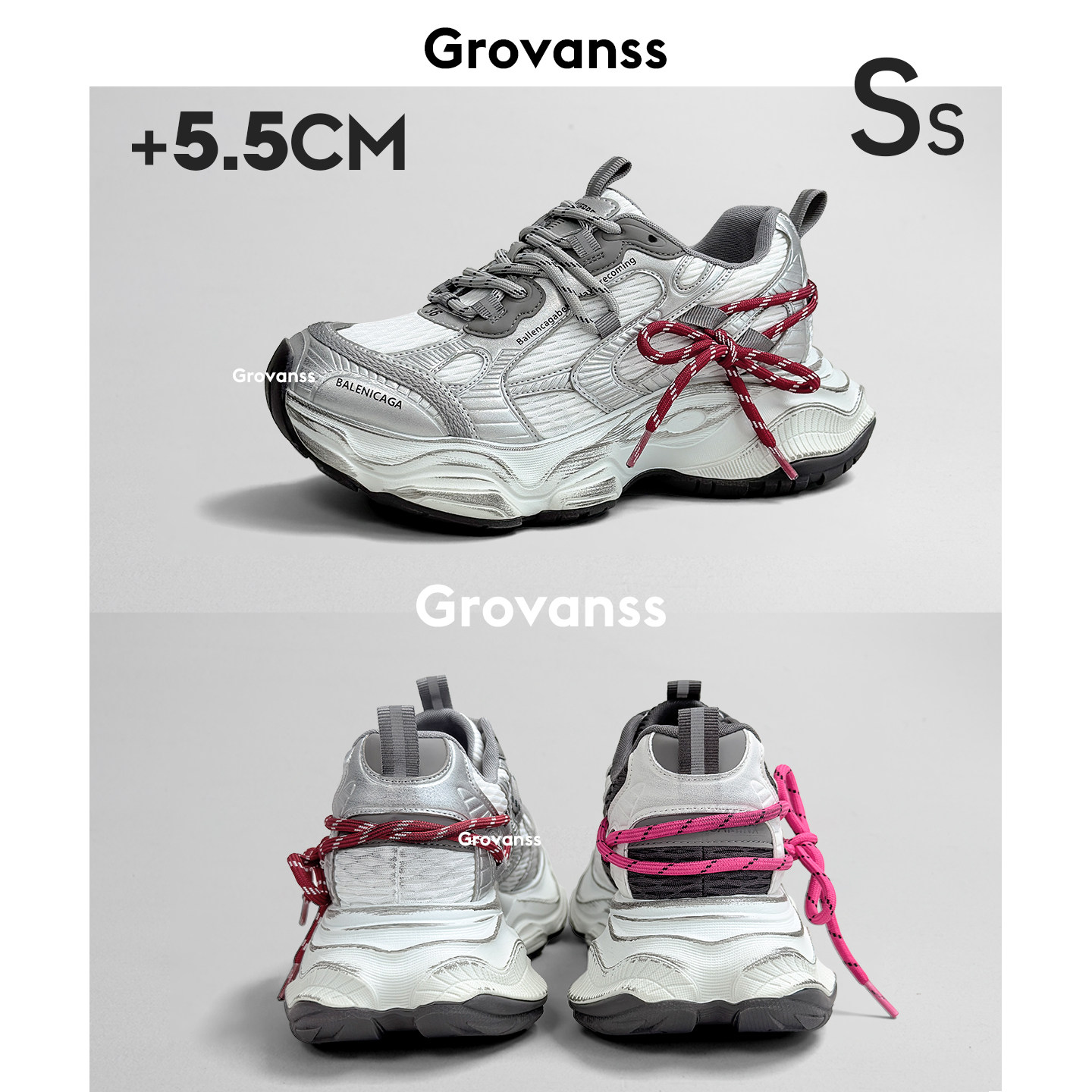 高梵诗老爹鞋女网面厚底复古旅游鞋增高透气百搭休闲鞋做旧运动鞋