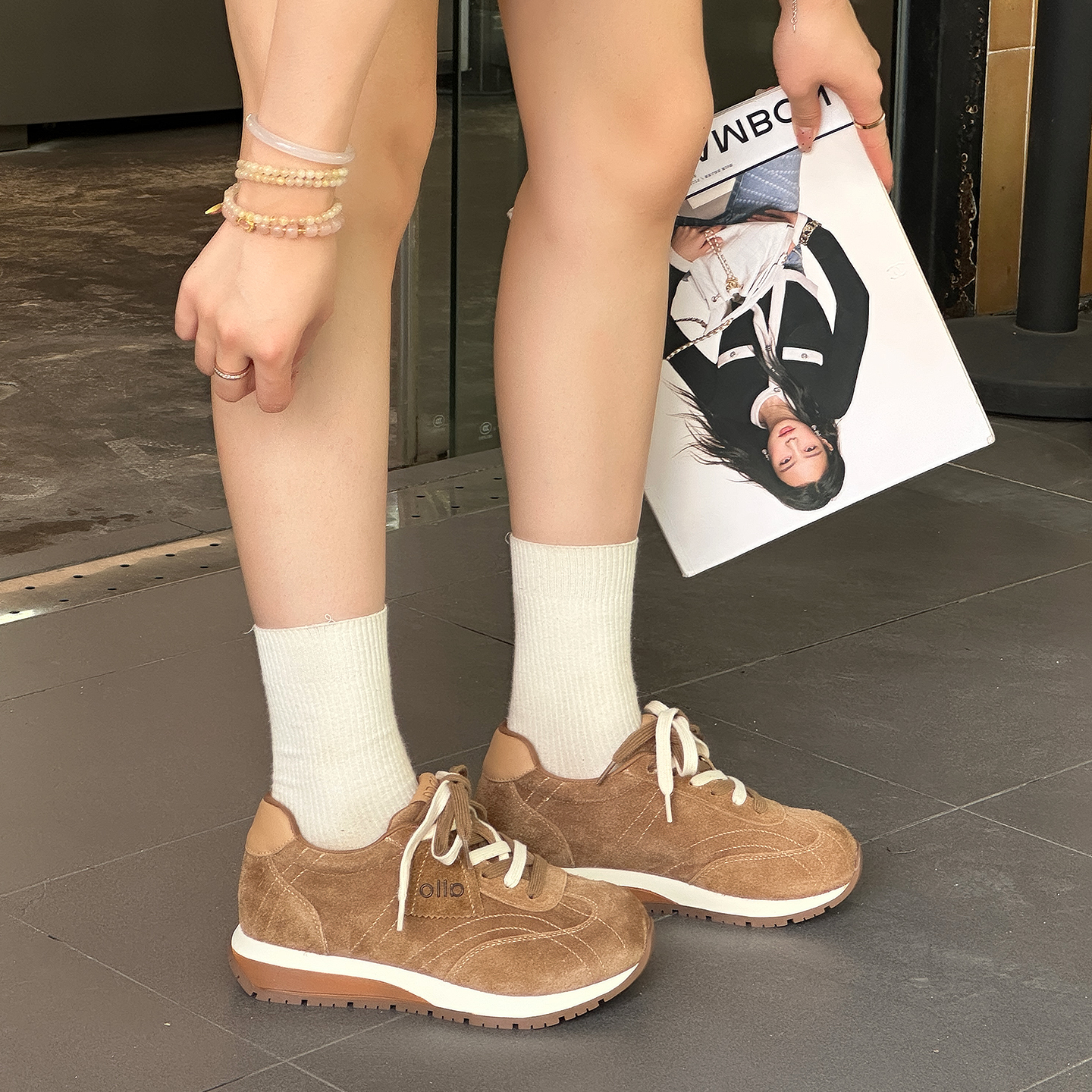 复古休闲阿甘鞋女磨砂皮德训鞋潮