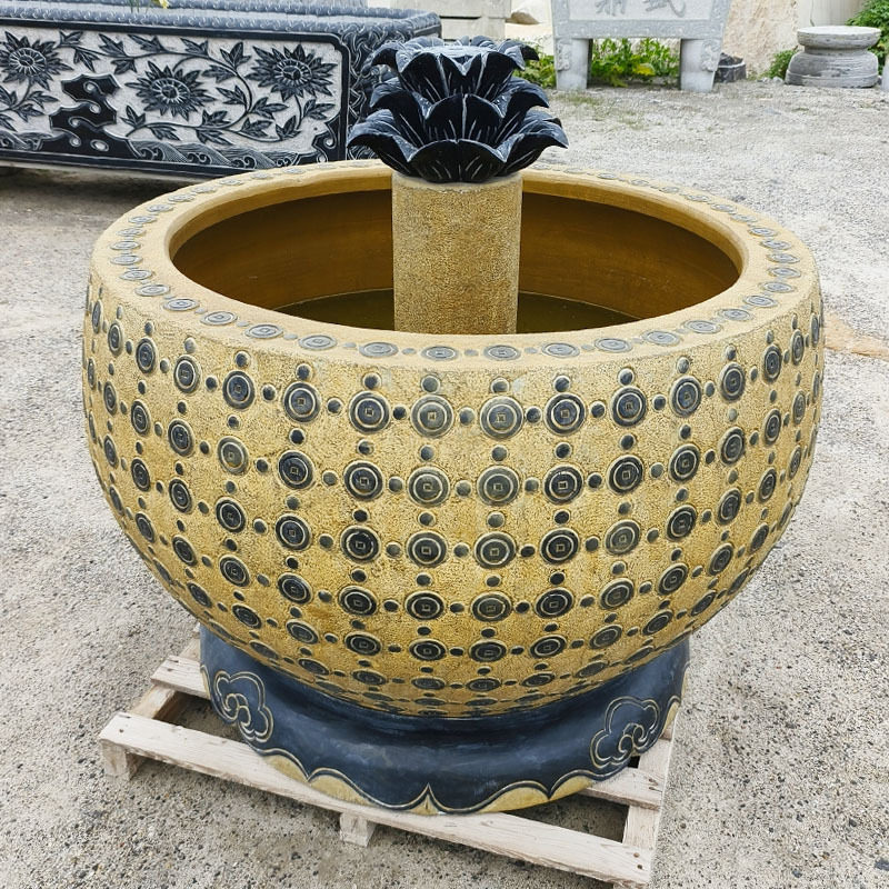 石雕鱼缸花盆仿古门海青石缸荷花缸庭院石头水缸养鱼户外圆缸石槽
