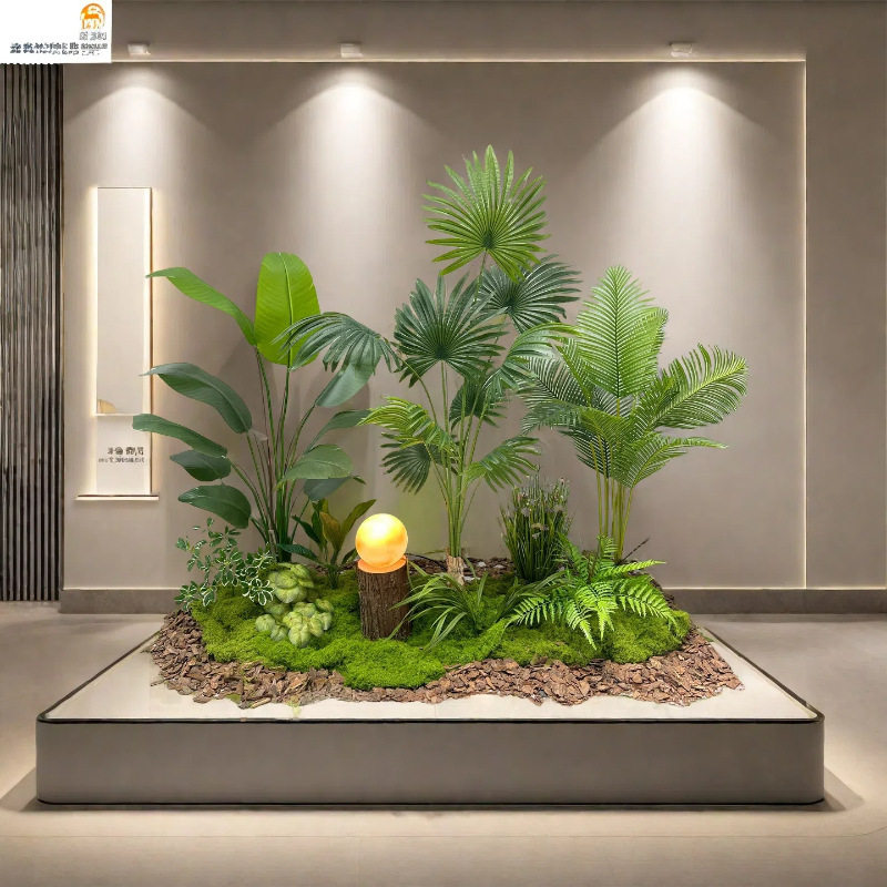 仿真植物造景组合室内楼梯下商场装饰仿生绿植假花树阳台景观布置图片