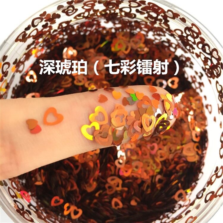 镂空爱心形美甲亮片双桃心眼妆贴片饰品DIY材料异形金葱片