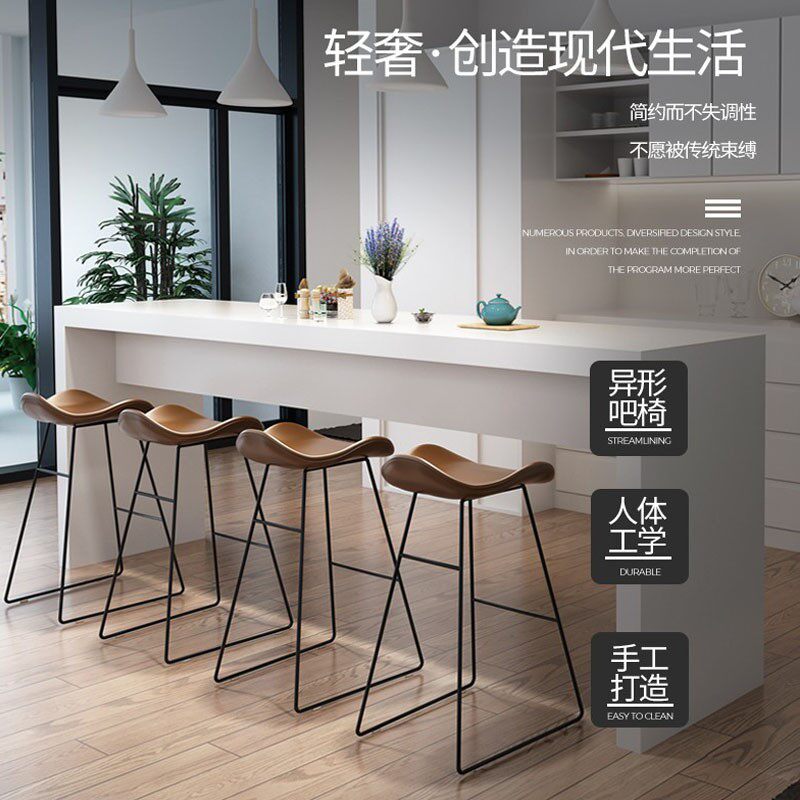 家用吧台简约现代吧台桌书桌实木轻奢吧台烤漆厨房吧台轻奢岛台