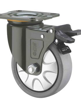 SUPO向荣 5寸 带双刹车 工业 万向 灰色 PP脚轮 J05S-01D-125-112