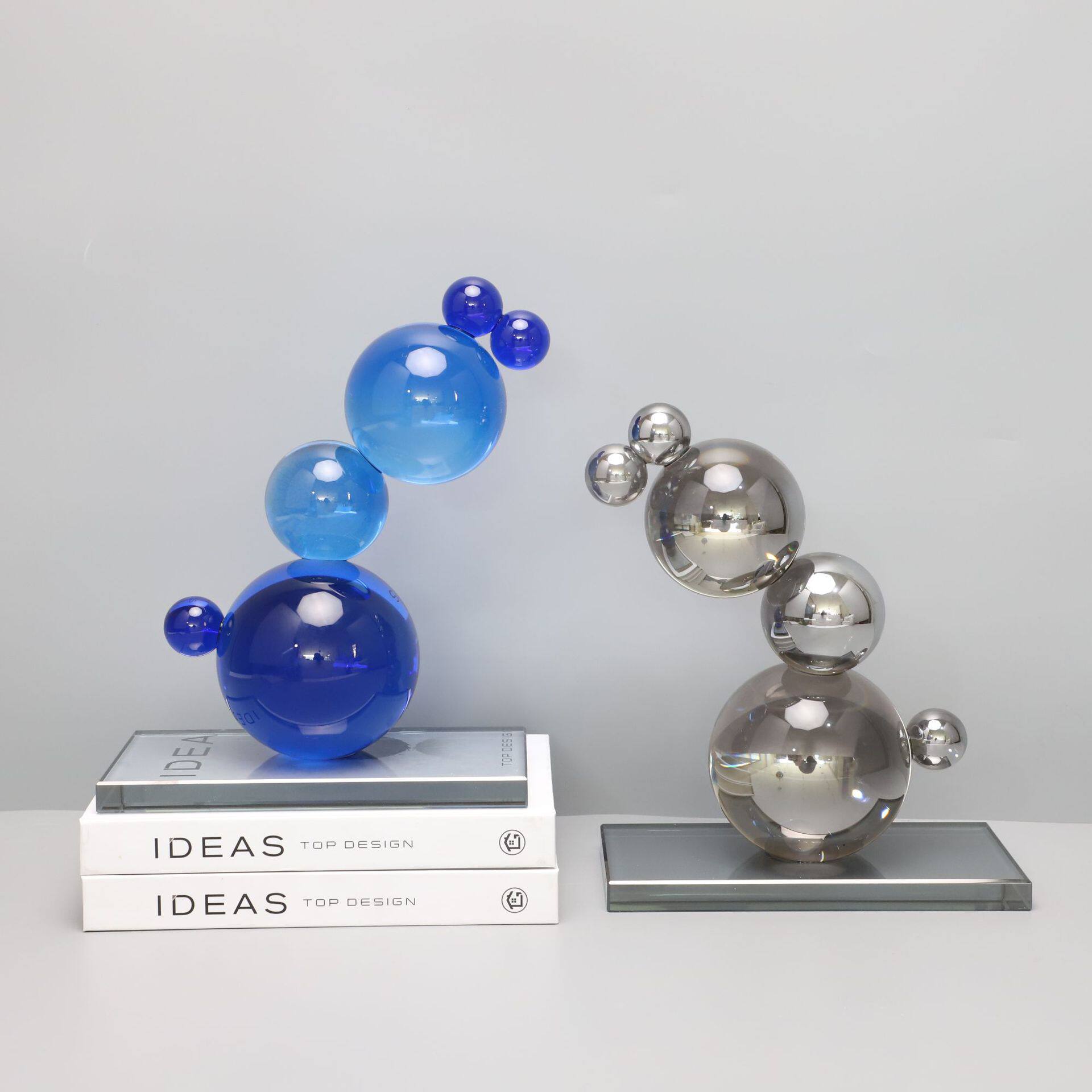 北欧创意透明堆积水晶球家居客厅样板房间办公桌面软装饰物小摆件