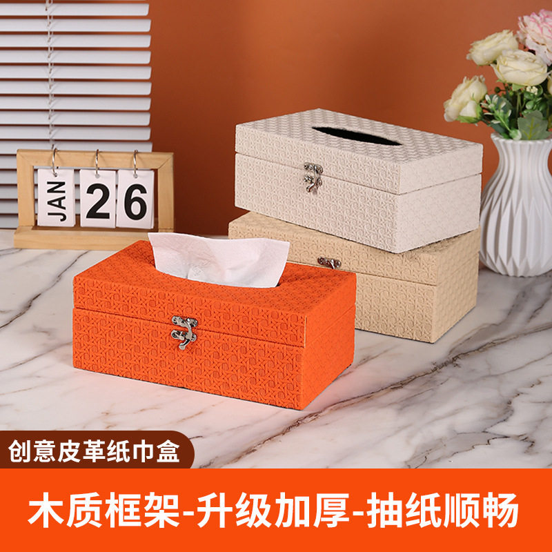 现代简约藤编皮革纸巾盒车载家用客厅餐巾纸收纳盒  酒店pu纸抽盒