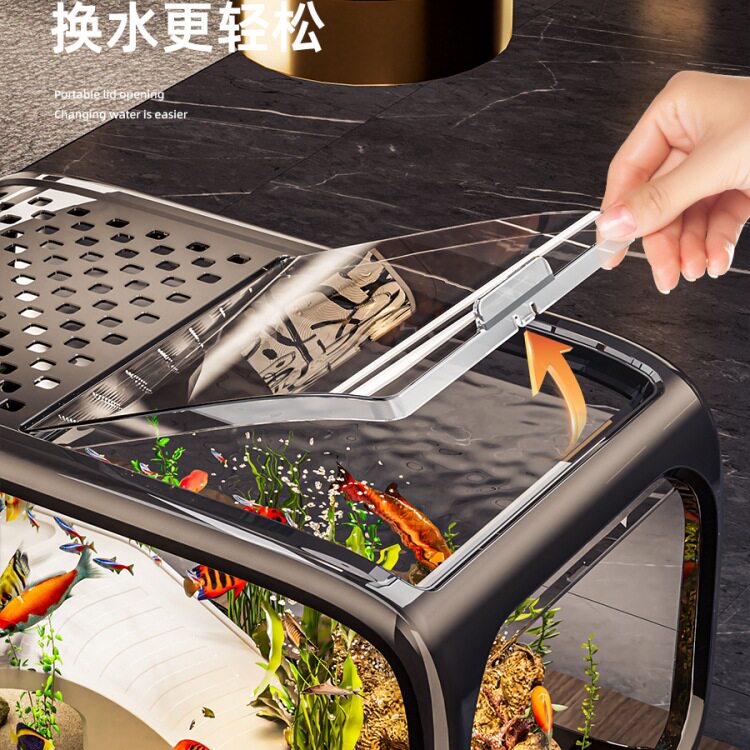 鱼缸家用客厅2025新款生态造景全套过滤制氧一体机桌面小型乌龟缸