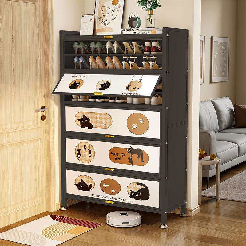 钢制鞋柜家用门口入户玄关靠墙中古风收纳大容量储物收纳柜鞋架子