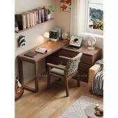 实木转角书桌书柜一体组合桌椅小户型家用L型电脑桌双人拐角桌子