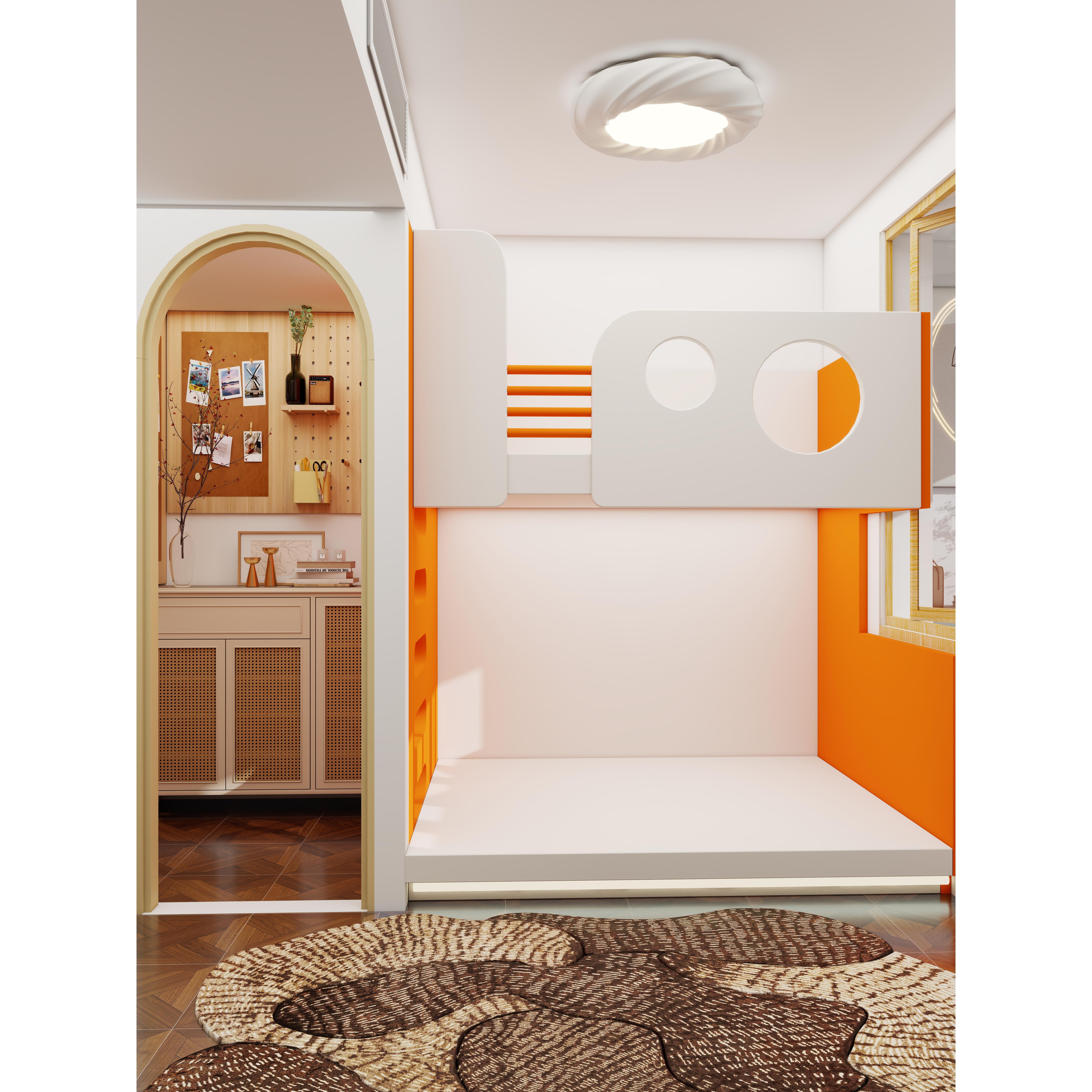 全屋定制全实木儿童秘密基地一房两床姐弟互不干扰上下高架床