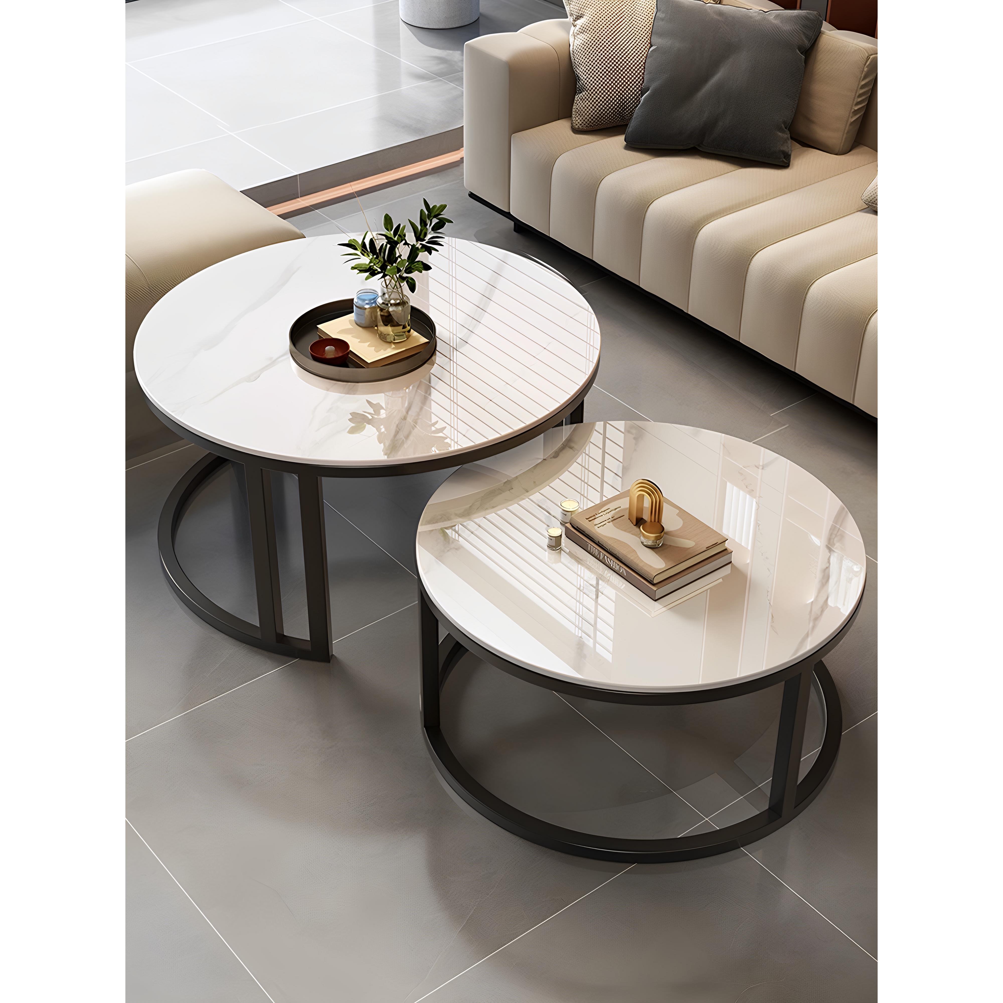 岩板茶几家用客厅2025新款极简轻奢大理石小户型现代简约圆型茶几