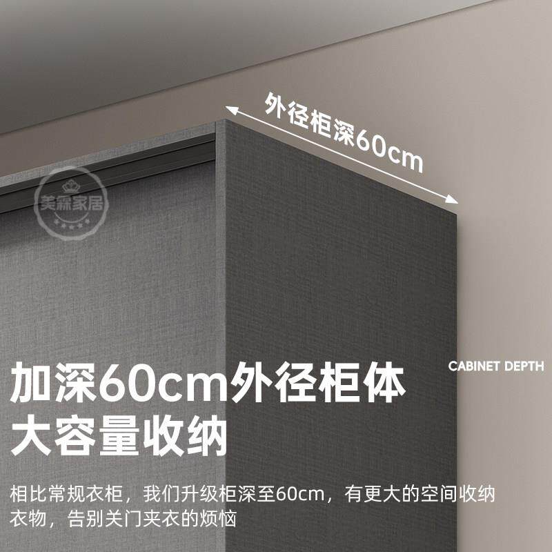 衣柜书桌一体简约现代家用小户型轻奢灰柜子转角电脑桌灰色大衣橱