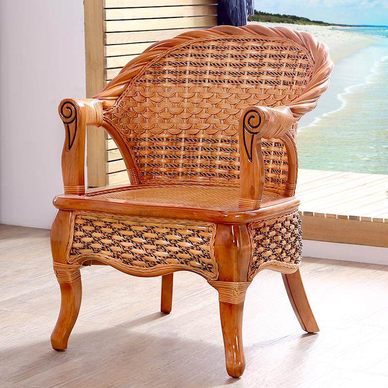 天然藤椅真藤椅子靠背椅阳台家用休闲椅实木单人老人老式腾椅,住宅家具,阳台椅,淘宝优惠券,粉丝福利购,淘宝优惠卷