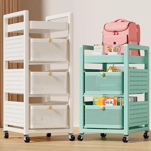 书包置物架碳钢可移动小推车书本收纳层架桌下多层放书包带滑轮神