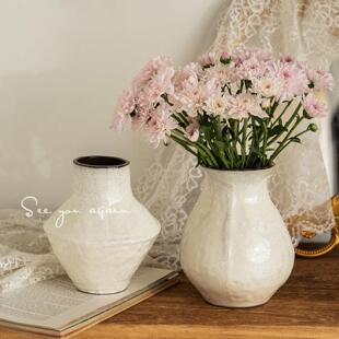 陶瓷花瓶法式中古侘寂大肚水培鲜花花束插花客厅高级感装饰摆饰小