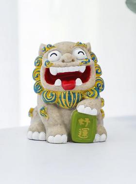 禧狮®小号纳福狮子摆件石敢当好运平安可爱萌趣家居办公玄关桌摆