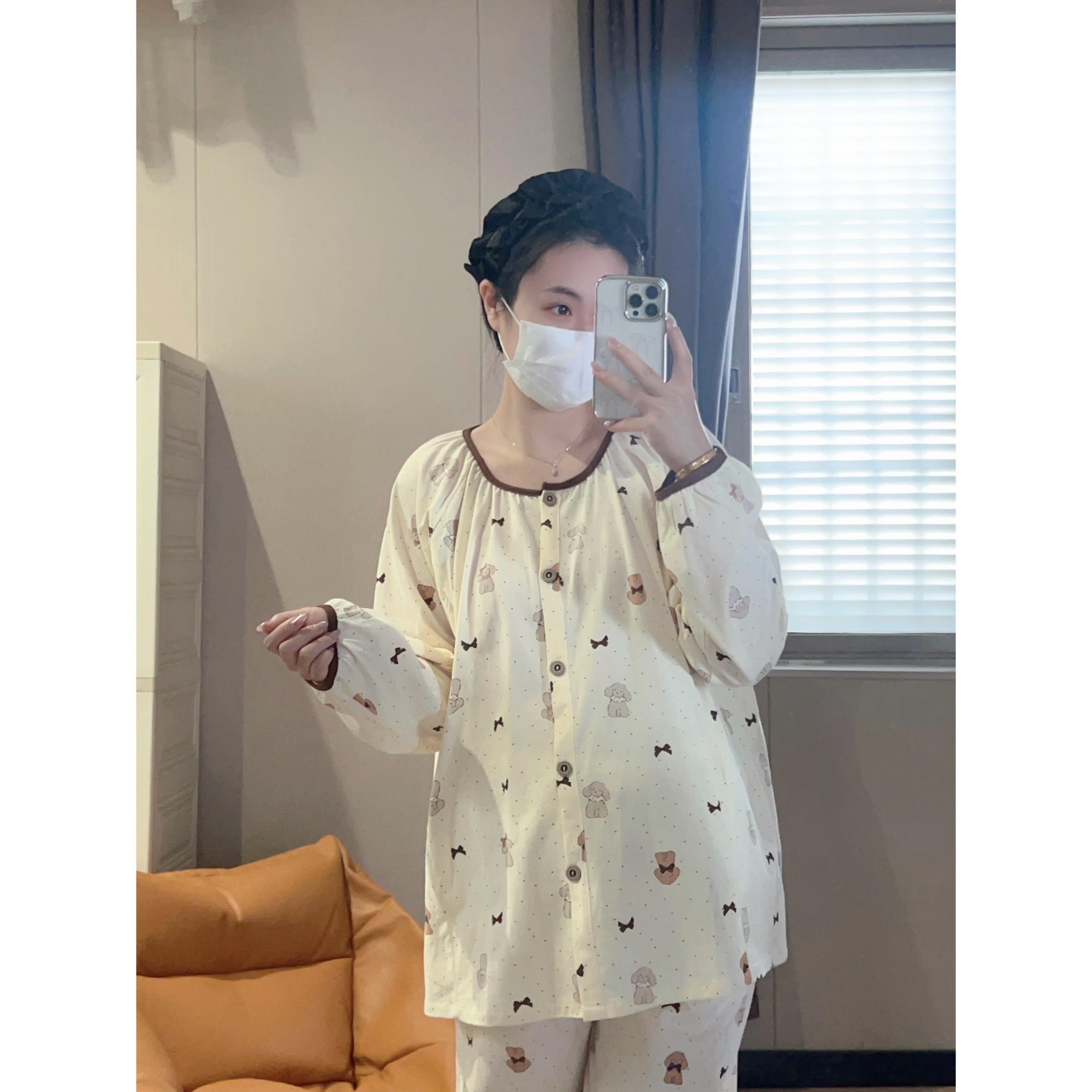 A类春秋纯棉月子服孕妇睡衣产妇产后哺乳哺乳大尺码宽松待产家居