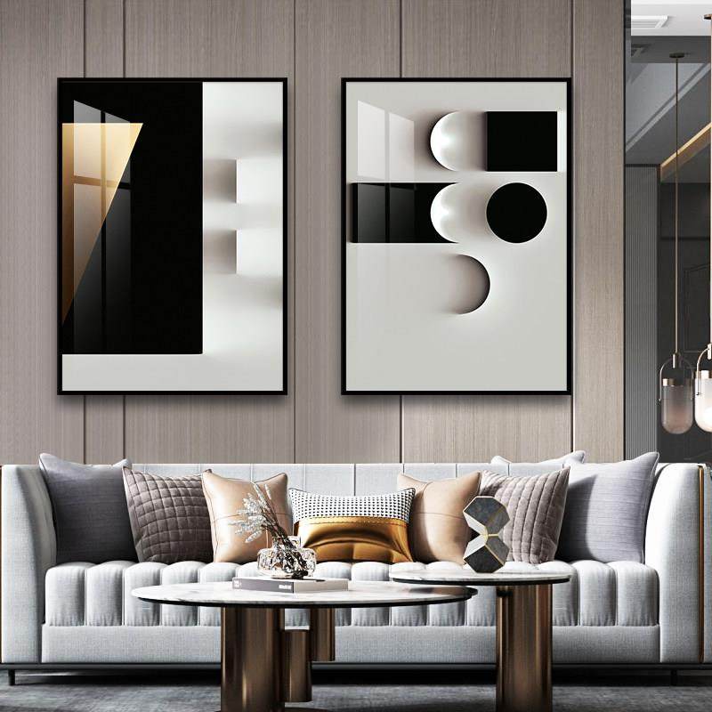 晶瓷画北欧黑白极简抽象装饰画几何色块客厅电视墙挂画玄关壁画,家居饰品,现代装饰画,淘宝优惠券,粉丝福利购,淘宝优惠卷