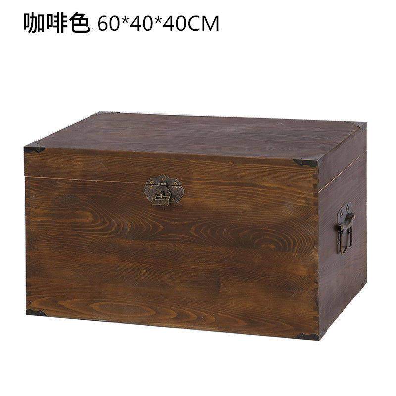实木复古带锁木箱创意整理杂物收纳箱做旧木箱收纳箱木制大容量