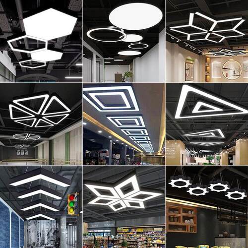 led造形灯办公室吊灯网咖健身房异形灯店铺商场拼接创意六边形灯